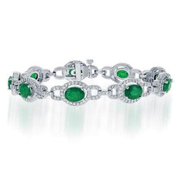 Bracelet émeraude verte taille ovale de 15 ct avec diamants