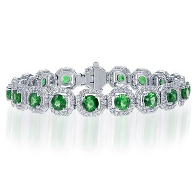 Bracelet en émeraude verte de forme ronde de 13 ct avec diamants - HarryChadEnt.FR