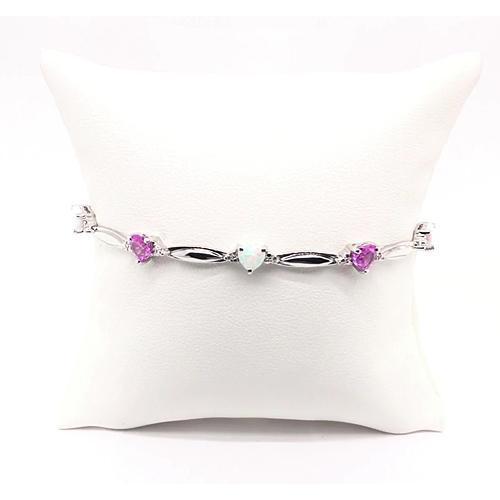 Bracelet en forme de coeur avec améthyste rose et opale diamant 9.54 carats Bijoux - HarryChadEnt.FR