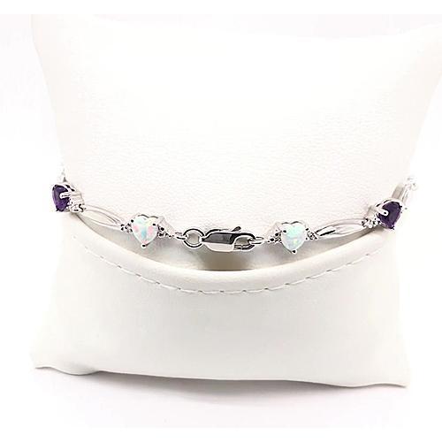 Bracelet en forme de coeur avec améthyste violette et opale diamant 9.54 carats - HarryChadEnt.FR