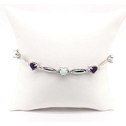 Bracelet en forme de coeur avec améthyste violette et opale diamant 9.54 carats