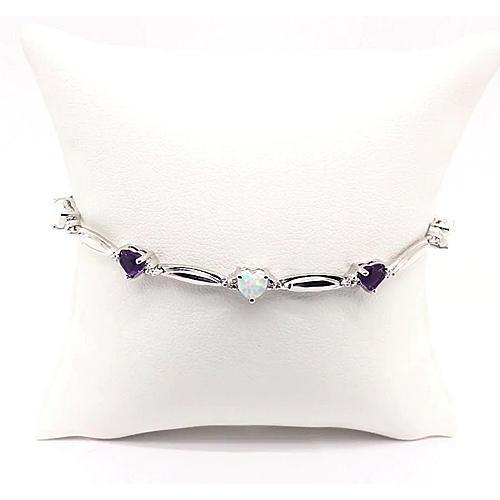 Bracelet en forme de coeur avec améthyste violette et opale diamant 9.54 carats - HarryChadEnt.FR