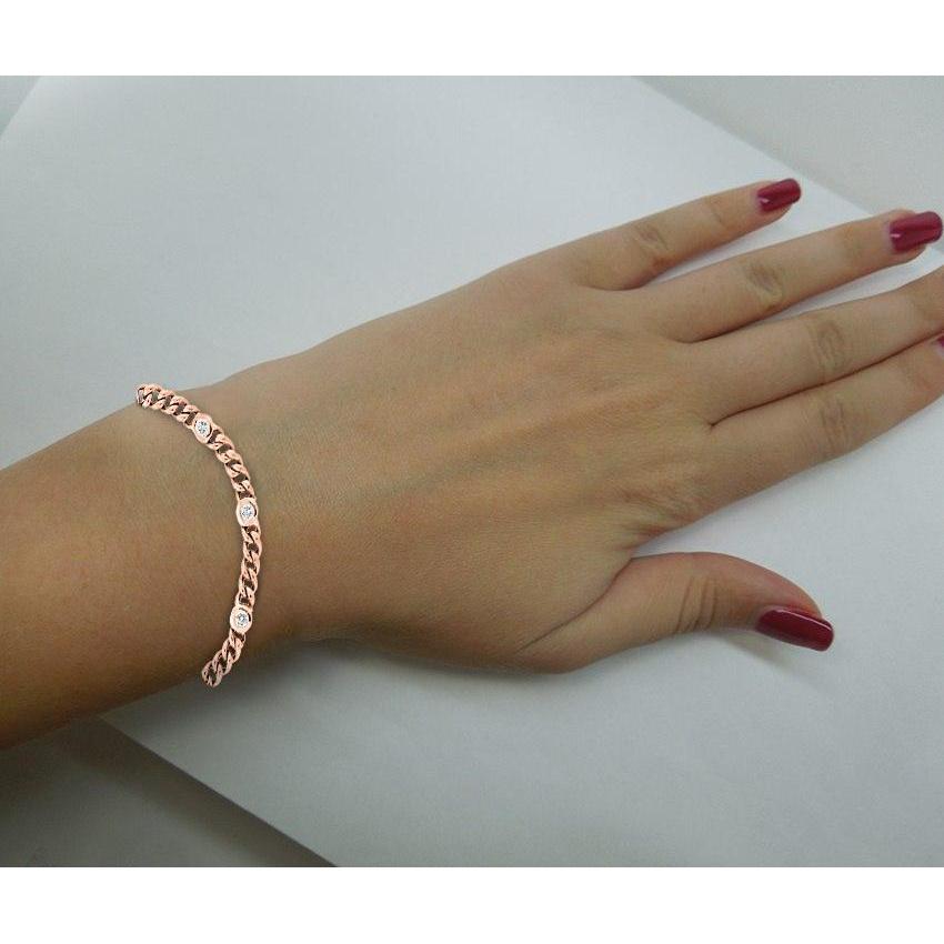 2.45 carats lunette sertie de diamants ronds bracelet à maillons femmes bijoux en or - HarryChadEnt.FR