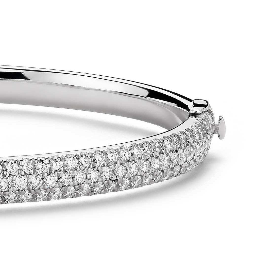Bracelet jonc à diamants ronds de 9 cts en or blanc 14 carats - HarryChadEnt.FR