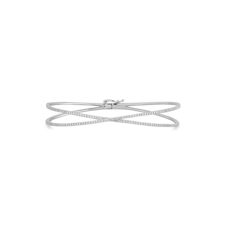 Bracelet jonc diamant taille brillant de 3.60  ct en or blanc 14 carats - HarryChadEnt.FR