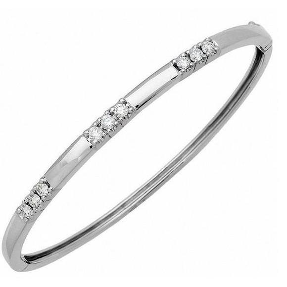 Bracelet jonc diamant taille brillant de 1.35 ct en or blanc 14 carats - HarryChadEnt.FR