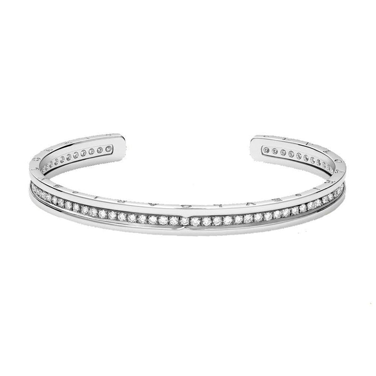 Bracelet manchette femme diamant rond 6.4 ct en or blanc 14 carats - HarryChadEnt.FR