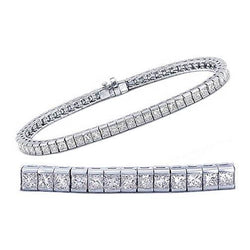 Bracelet tennis 6.80 carats avec diamants naturels taille princesse en or 14 carats