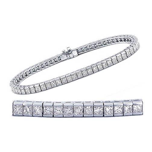 Bracelet tennis 6.80 carats avec diamants naturels taille princesse en or 14 carats - HarryChadEnt.FR
