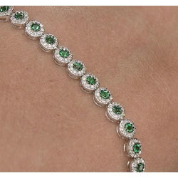 Bracelet tennis diamant 12 carats serti griffes saphir vert
