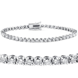 Bracelet tennis diamant Coupe Ronde étincelant or blanc 14 carats 7.20 ct