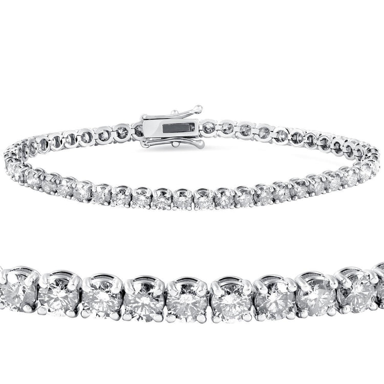 Bracelet tennis diamant taille ronde étincelant or blanc 14 carats 7.20 ct - HarryChadEnt.FR