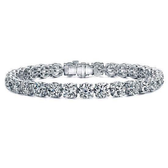 Bracelet tennis diamant rond taille brillant 12 carats en or massif blanc - HarryChadEnt.FR