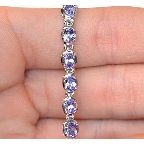 Bracelet tennis diamant saphir bleu serti de griffes bijoux 18 carats - HarryChadEnt.FR