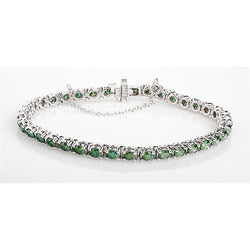 Bracelet tennis en pierres précieuses vertes de 10.50 ct en or blanc 14 carats