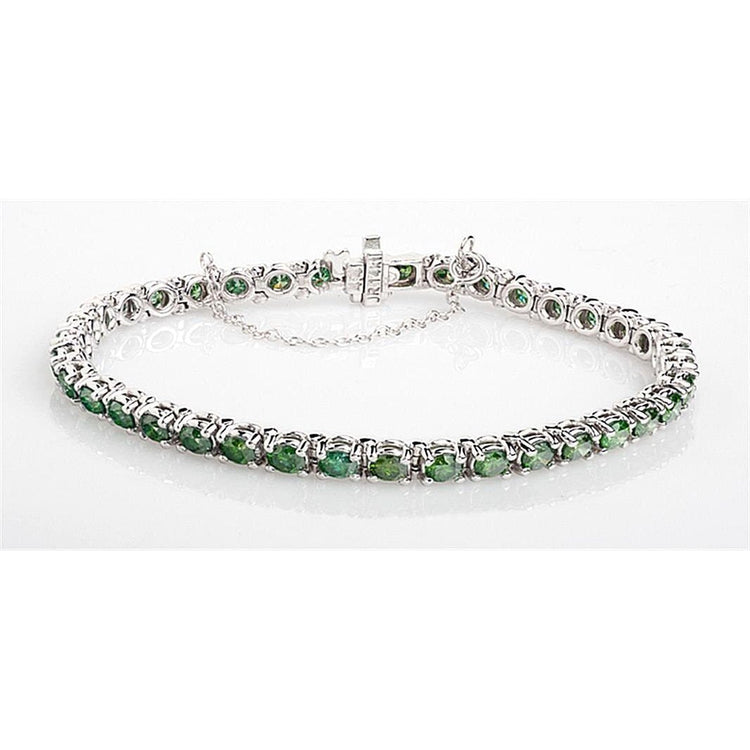 Bracelet tennis en pierres précieuses vertes de 10.50 ct en or blanc 14 carats - HarryChadEnt.FR