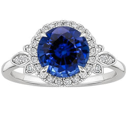 Brillant Diamant Bijoux Halo Or Bleu Saphir Pierre Gemme 3.50 Carats