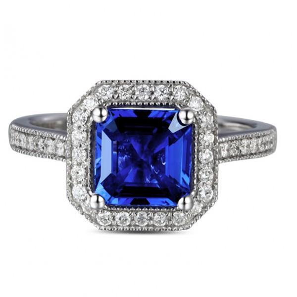 Ceylan Bleu Saphir Bijoux Bague De Mariage Diamant Or Blanc 4 Carats - HarryChadEnt.FR