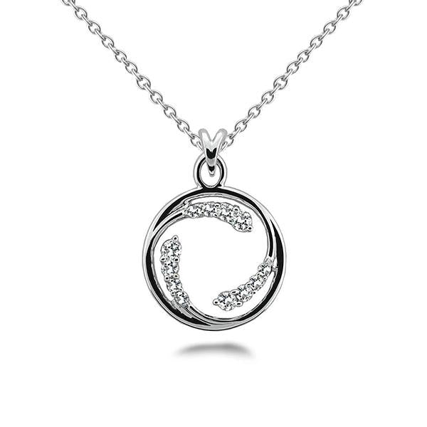 Circle Of Love Collier Pendentif Diamants Ronds 3 Ct Or Blanc - HarryChadEnt.FR