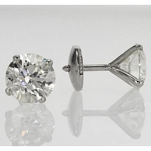 Clous d'Oreilles Diamant Rond 1.60 Carats Or Blanc 14K - HarryChadEnt.FR