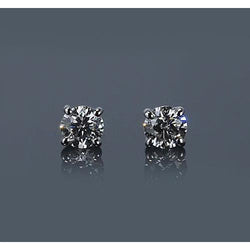 Clous d'oreilles diamants ronds griffes 1 carat or blanc 14K
