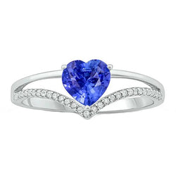 Coeur Diamant Bijoux Bague Saphir Bleu Clair 2 Carats Or 14K