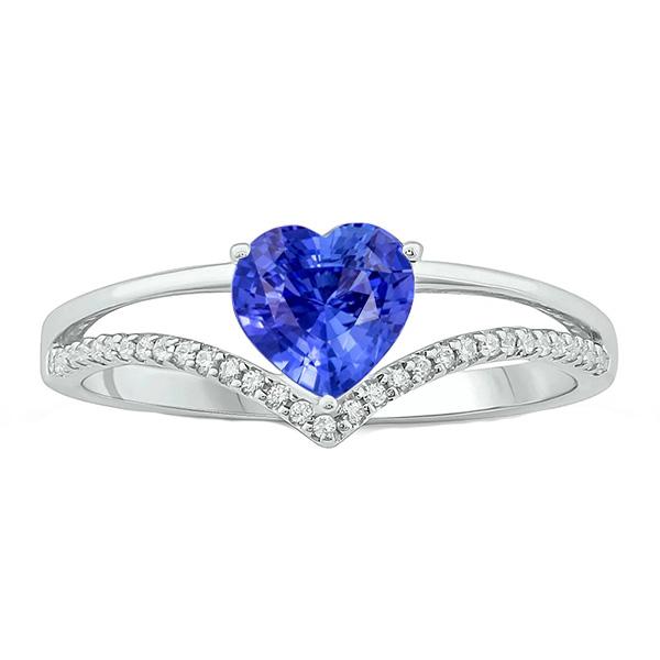 Coeur Diamant Bijoux Bague Saphir Bleu Clair 2 Carats Or 14K - HarryChadEnt.FR