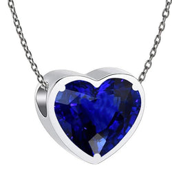 Coeur Saphir Solitaire Pendentif Lunette Sertie Bijoux Femme 5 quilates