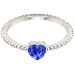 Coeur Solitaire Lunette Bague Saphir Bleu Clair Perlé Style 1 Carats