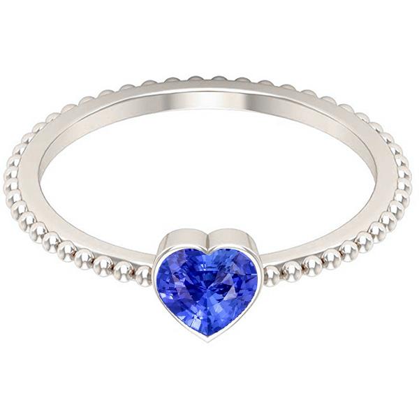Coeur Solitaire Lunette Bague Saphir Bleu Clair Perlé Style 1 Carats - HarryChadEnt.FR