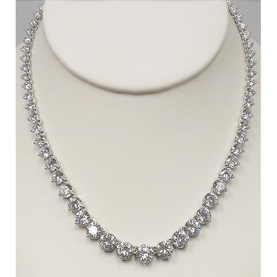 Collier Dame Or Blanc 14K F Vvs1 Taille Ronde 18.00 Carats Diamants - HarryChadEnt.FR