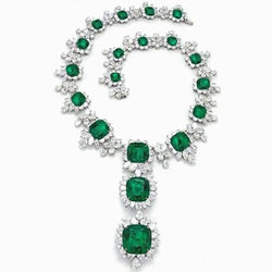 Collier Diamant Et Émeraude Verte 209.68 Carats Bijoux De Mariée