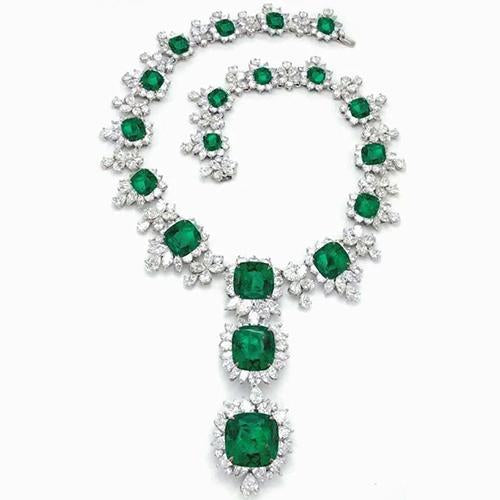 Collier Diamant Et Émeraude Verte 209.68 Carats Bijoux De Mariée - HarryChadEnt.FR
