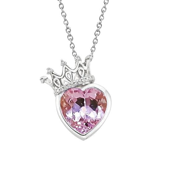 Collier Diamant Pendentif Coeur Cut Kunzite Rose Or 15.50 Carats 14K - HarryChadEnt.FR
