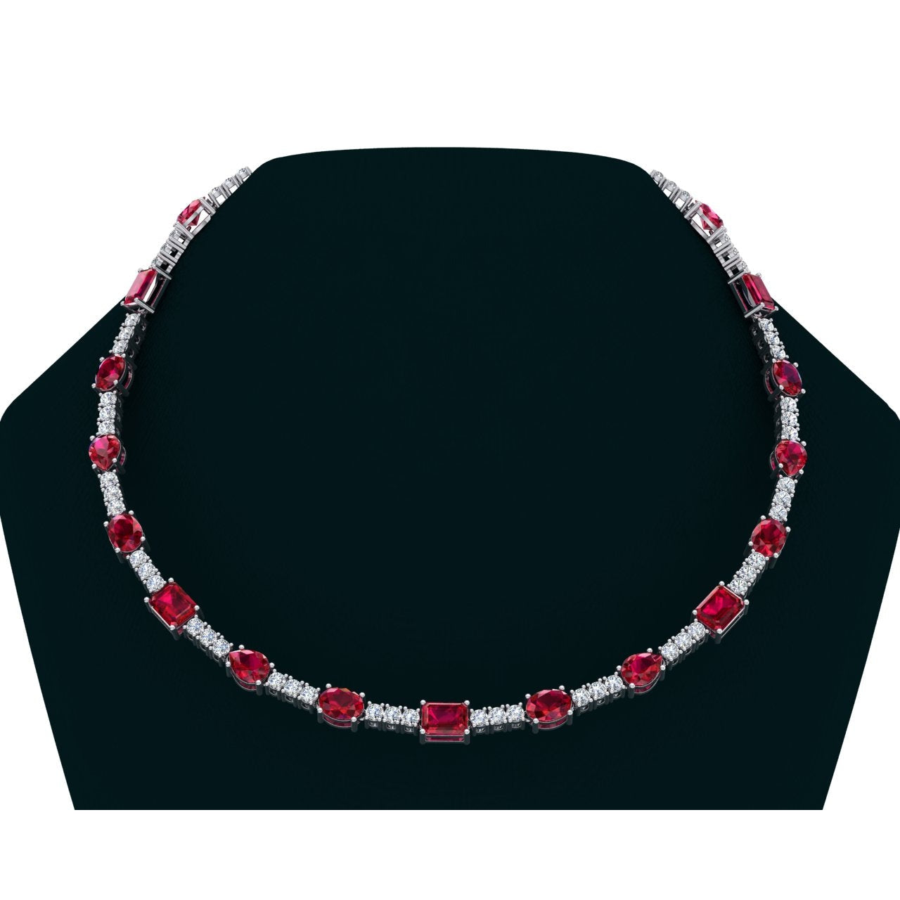 Collier Diamant Rouge Rubis 46.50 Carats Bijoux Pierres Précieuses