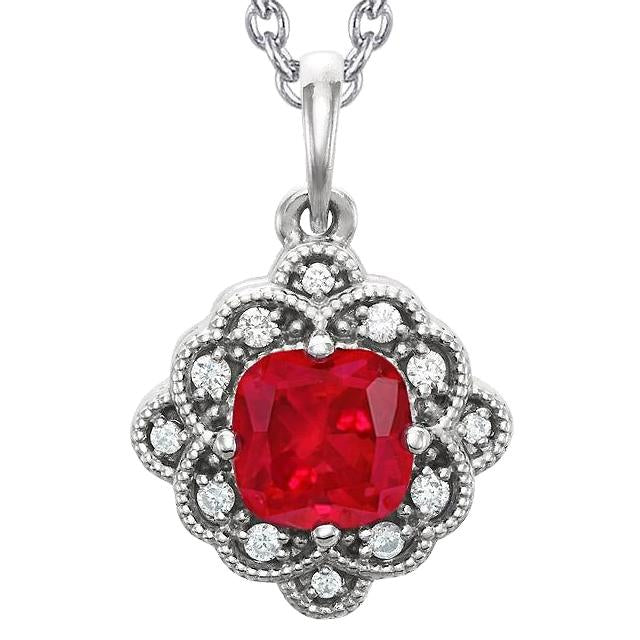 Collier Diamant Rubis Rouge Taille Coussin Pendentif Bijoux 5.50 Carats - HarryChadEnt.FR