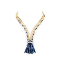 Collier Femme Ceylan Saphir Et Diamants 25 Ct Or Jaune 14K