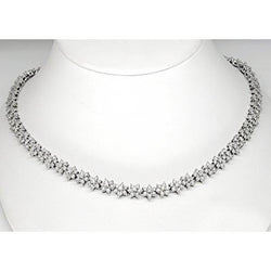 Collier Femme Or Blanc 14K Taille Ronde 15 Carats Diamants