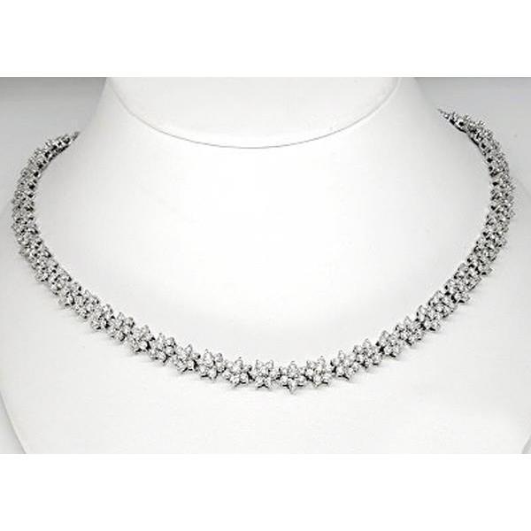 Collier Femme Or Blanc 14K Taille Ronde 15 Carats Diamants - HarryChadEnt.FR