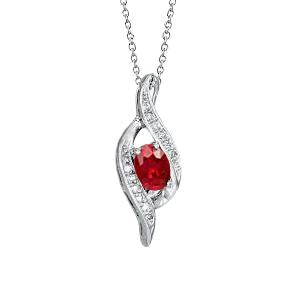 Collier Femme Pendentif 1.70 Carats Rubis Avec Diamants Or Blanc 14K - HarryChadEnt.FR