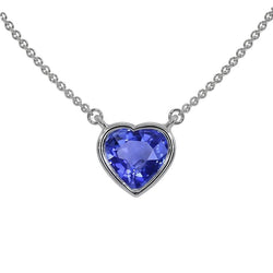 Collier Oreille de Chien Coeur Pierre Précieuse Solitaire Pendentif Lunette 2 Carats quilates