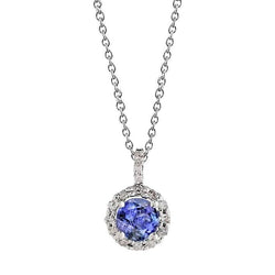 Collier Pendentif 3.50 Carats Diamants Tanzanite Taille Brillant