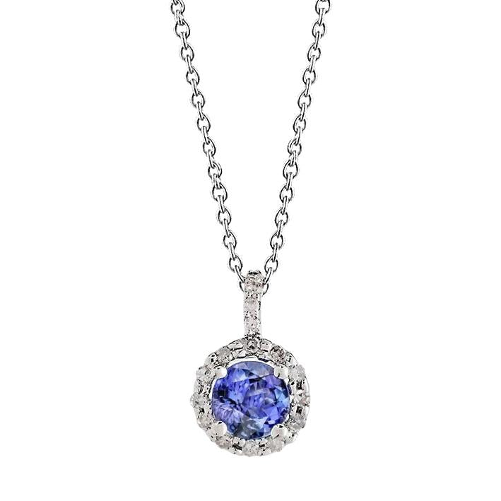 Collier Pendentif 3.50 Carats Diamants Tanzanite Taille Brillant - HarryChadEnt.FR