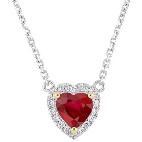 Collier Pendentif Bicolore Or 14K 5.65 Carats Rubis & Diamants Nouveau - HarryChadEnt.FR