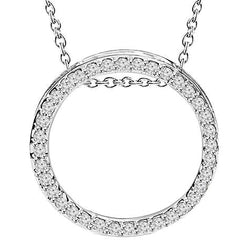 Collier Pendentif Cercle 1.90 Carats Diamants Ronds Or Blanc 14K