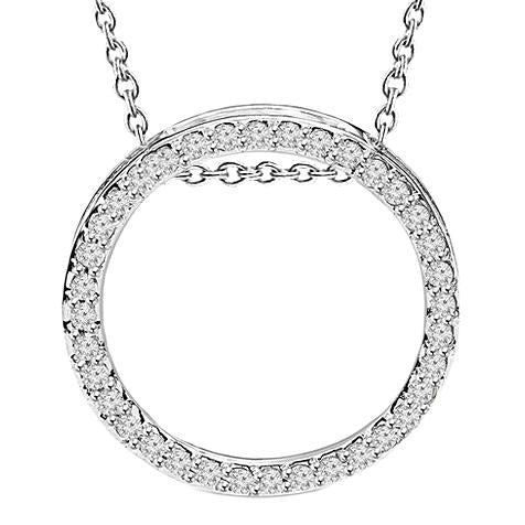 Collier Pendentif Cercle 1.90 Carats Diamants Ronds Or Blanc 14K - HarryChadEnt.FR