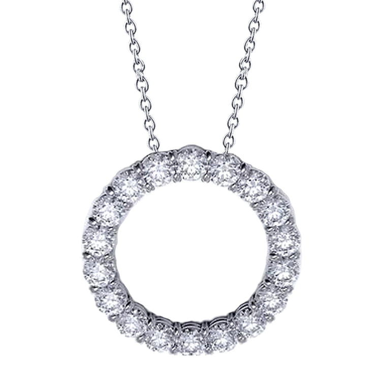 Collier Pendentif Cercle 2.70 Carats Diamants Taille Ronde Or Blanc 14K - HarryChadEnt.FR