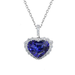 Collier Pendentif Coeur Gemme & Diamant Rond Halo 3.50 quilates