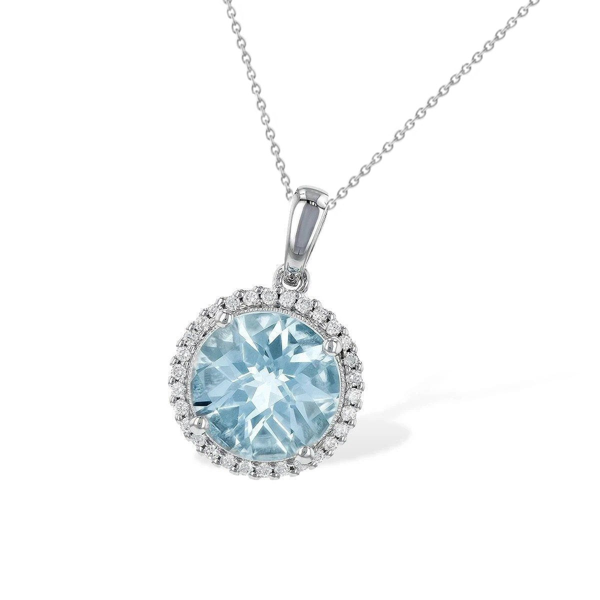 Collier Pendentif Diamant Aigue Marine 14.35 Carats Or Blanc 14K - HarryChadEnt.FR