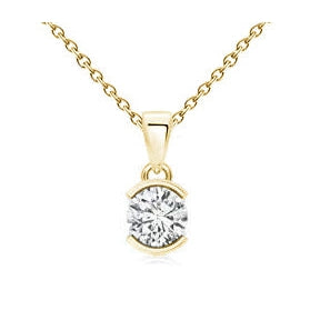 Collier Pendentif Diamant Avec Chaîne 1 Carat Demi Lunette Or Jaune